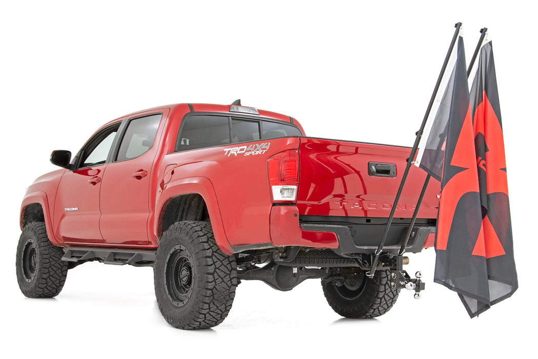 Rough Country 117505 Flag Pole Holder - Dual - Flag Poles - w/ Flags - Truck Part Superstore