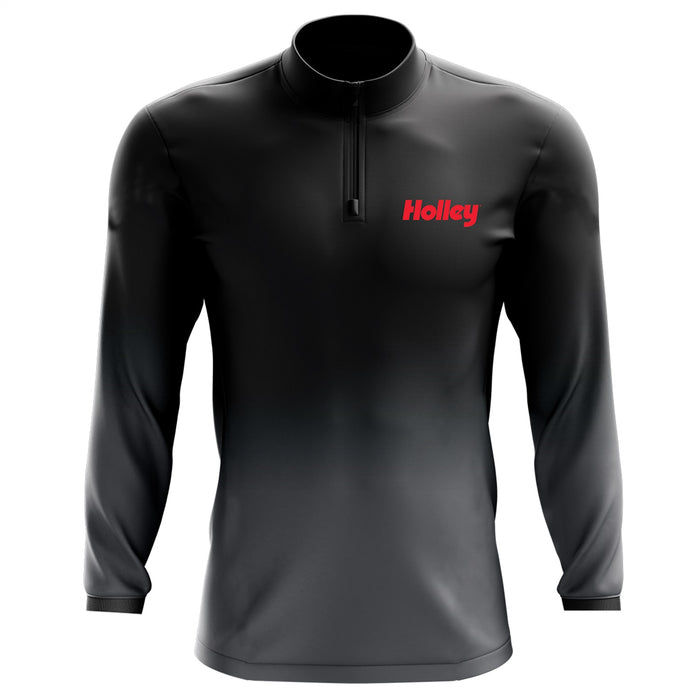 Holley 10438-LGHOL Holley Logo Quarter Zip Shirt; Mens; Large; Black/Grey Ombre; - Truck Part Superstore