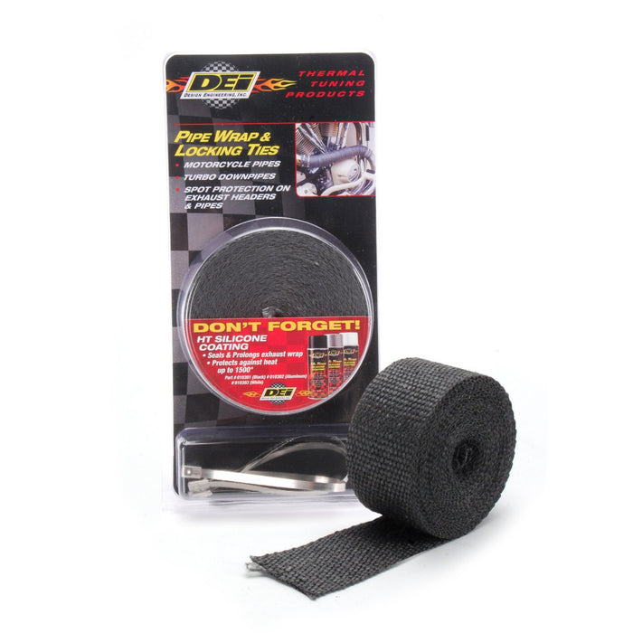 Design Engineering 10119 Pipe Wrap And Locking Ties Kit; 2 in. x 25 ft.; Black; - Truck Part Superstore