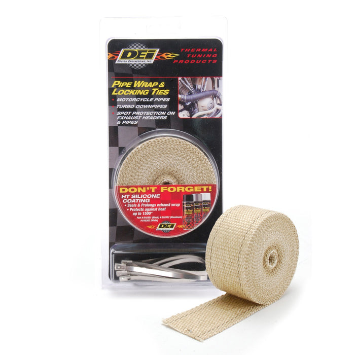 Design Engineering 10122 Pipe Wrap And Locking Ties Kit; 2 in. x 25 ft.; Tan; - Truck Part Superstore