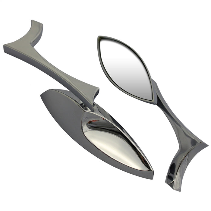 Cipa USA 01905 Motorcycle Teardrop Mirror Kit; Chrome [Left And Right Side]; - Truck Part Superstore