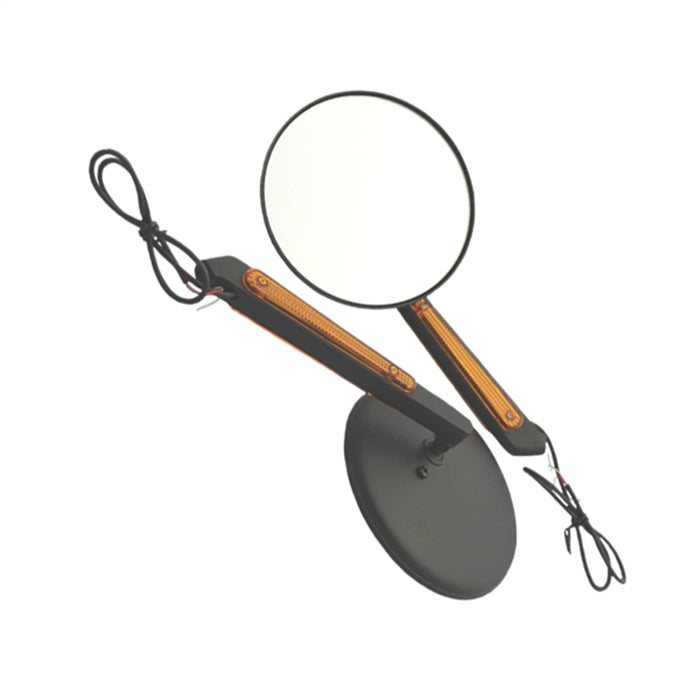 Cipa USA 01908 Motorcycle Round LED Lighted Mirror Kit; Black [Left And Right Side]; - Truck Part Superstore
