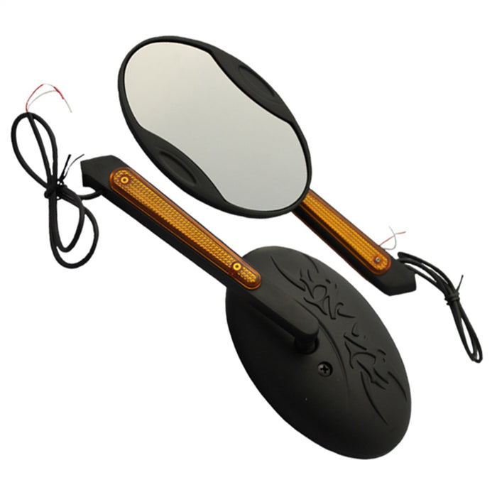Cipa USA 01914 Motorcycle Tribal LED Lighted Mirror Kit; Black [Left And Right Side]; - Truck Part Superstore