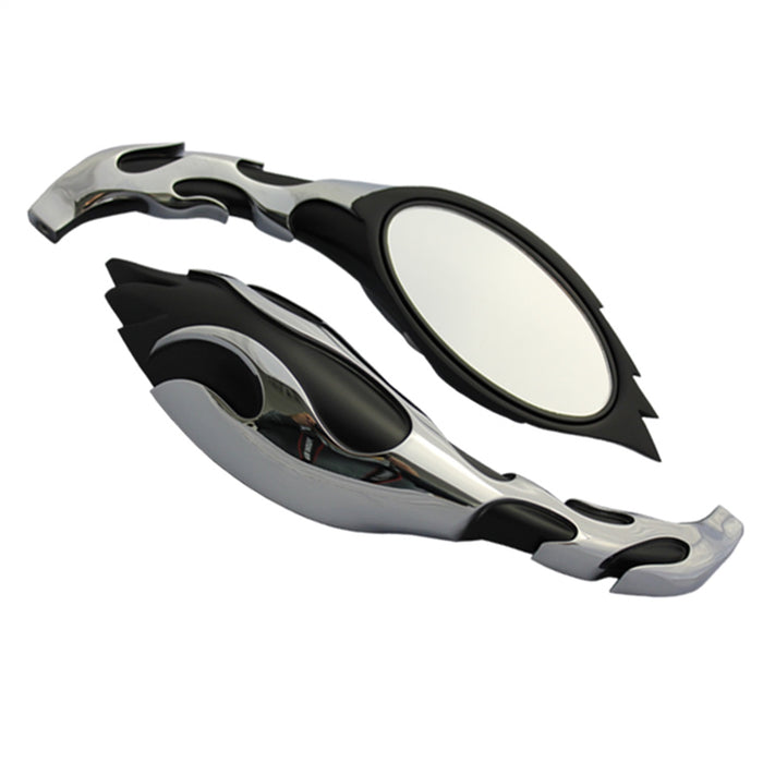 Cipa USA 01919 Motorcycle Flame Mirror Kit; Two Tone [Left And Right Side]; - Truck Part Superstore