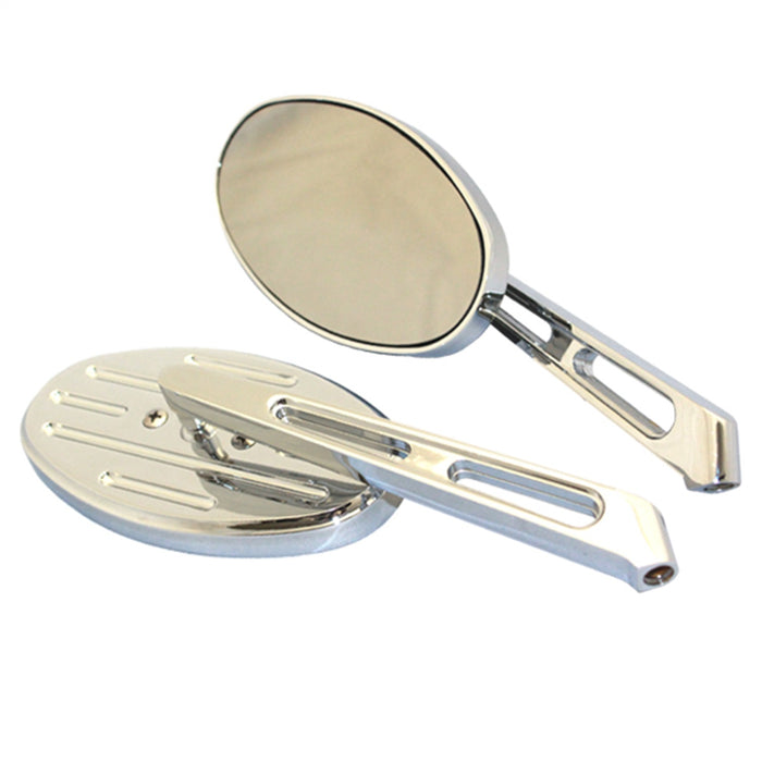 Cipa USA 01932 Motorcycle Oval Dashed Lines Mirror Kit; Chrome [Left And Right Side]; - Truck Part Superstore