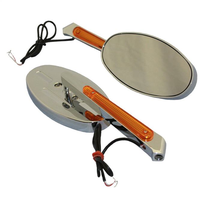 Cipa USA 01940 Motorcycle Oval LED Lighted Mirror Kit; Chrome [Left And Right Side]; - Truck Part Superstore