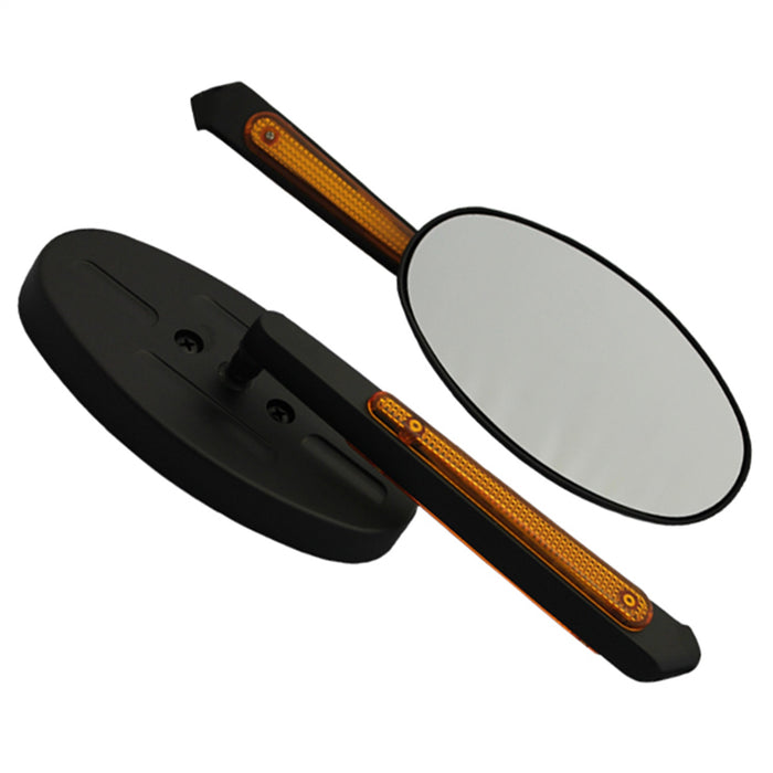 Cipa USA 01941 Motorcycle Oval LED Lighted Mirror Kit; Black [Left And Right Side]; - Truck Part Superstore