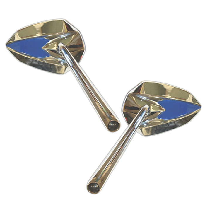 Cipa USA 01946 Motorcycle Mirror Kit; Ultra Blue On Chrome [Left And Right Side]; - Truck Part Superstore