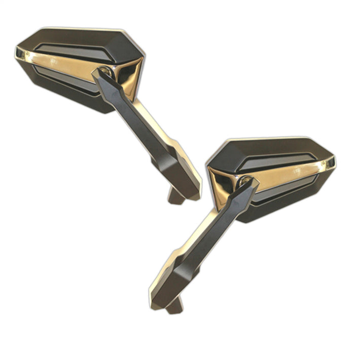 Cipa USA 01949 Motorcycle Mirror Kit; Ultra Black On Chrome [Left And Right Side]; - Truck Part Superstore