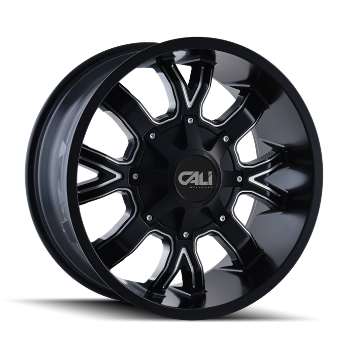 CALI OFF-ROAD 9104-2178M DIRTY (9104) SATIN BLACK/MILLED SPOKES 20X10 8-180 -19MM 124.1MM - Truck Part Superstore