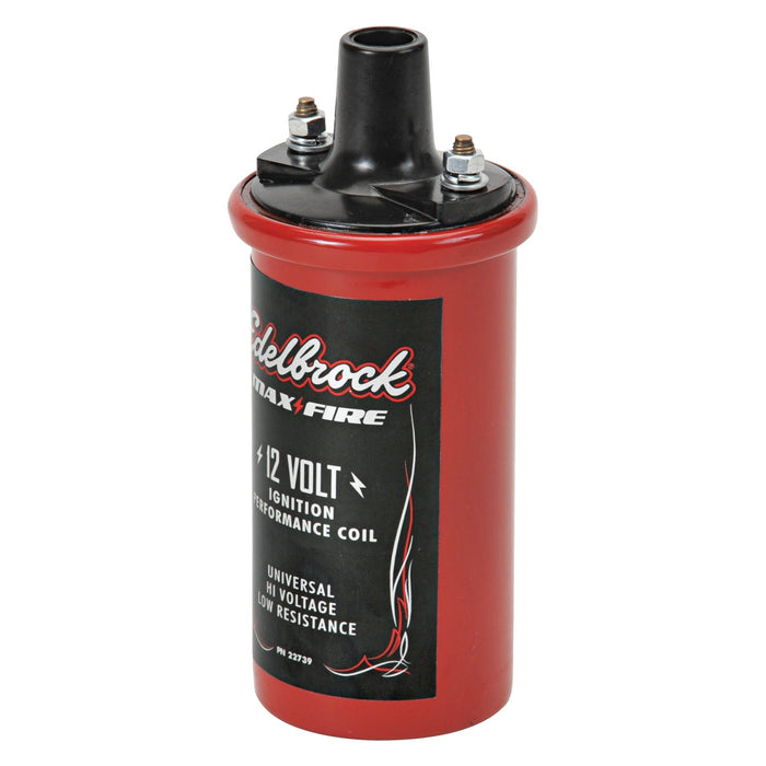 Edelbrock 22739 Universal 12V cannister-style w/primary resistance 1.4 ohms output of 42000V. - Truck Part Superstore