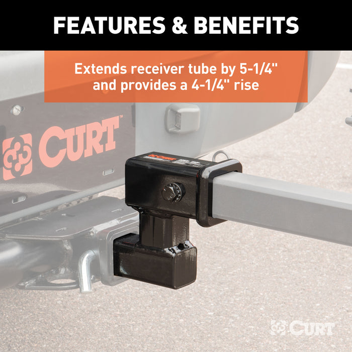 CURT 45794 Raised Receiver Adapter (2in. Shank; Not for Towing Use; 4-1/4in. Rise) - Truck Part Superstore