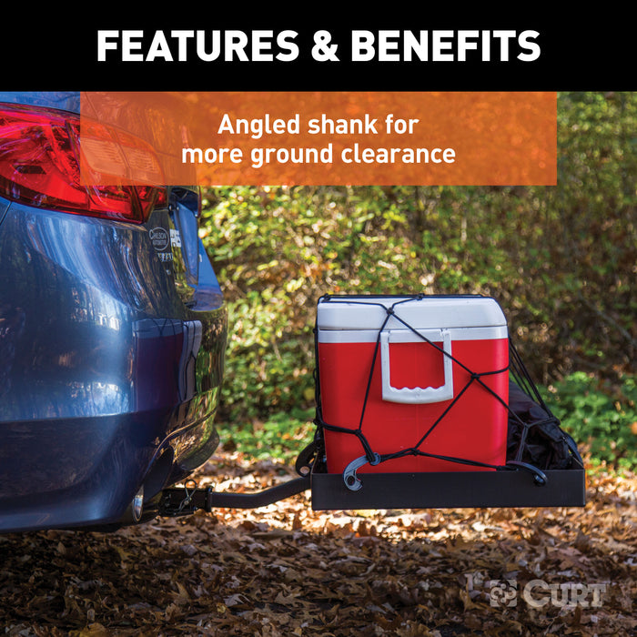 CURT 18110 48in. x 20in. Black Steel Tray Cargo Carrier (1-1/4in.; 2in. Adapter; 300 lbs.) - Truck Part Superstore