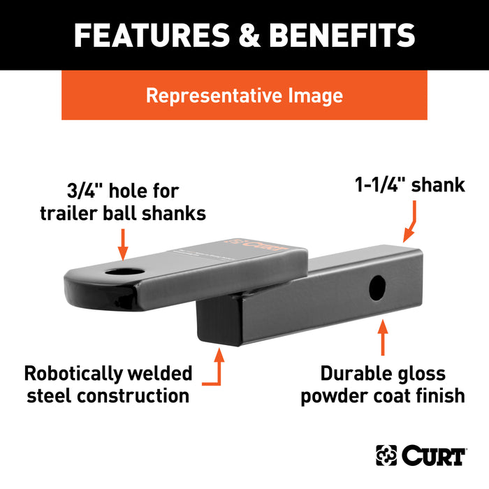 CURT 45518 Class 2 Ball Mount (1-1/4in. Shank; 3;500 lbs.; 1-1/4in. Drop; 6-3/4in. Long) - Truck Part Superstore