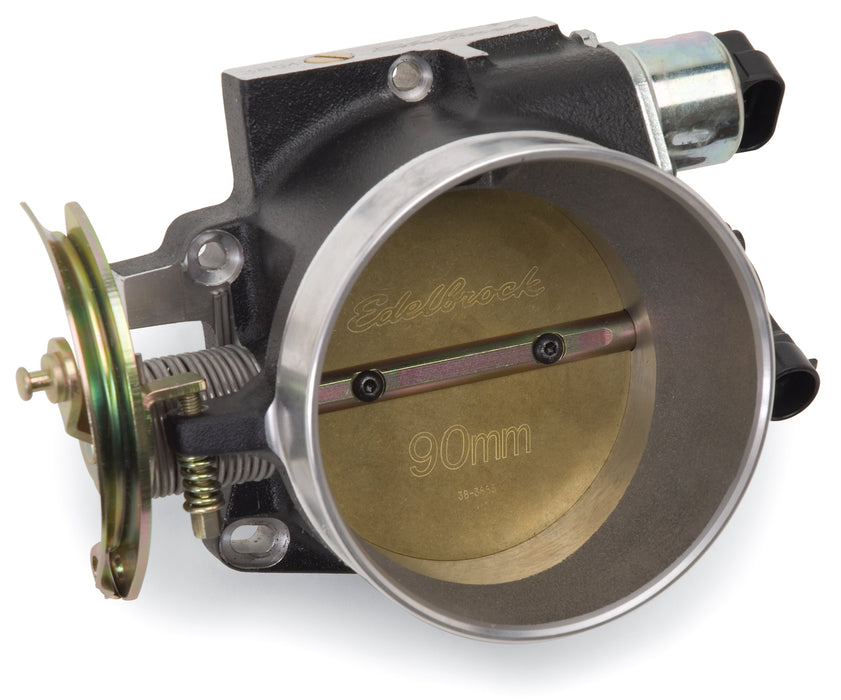 Edelbrock 38643 THROTTLE BODY VICTOR UNIVERSAL LS1 90MM BLK MINI TEXTURE POWDER COATING - Truck Part Superstore