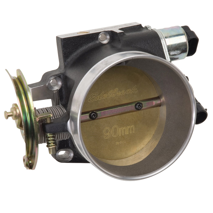 Edelbrock 38643 THROTTLE BODY VICTOR UNIVERSAL LS1 90MM BLK MINI TEXTURE POWDER COATING - Truck Part Superstore