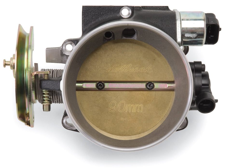 Edelbrock 38643 THROTTLE BODY VICTOR UNIVERSAL LS1 90MM BLK MINI TEXTURE POWDER COATING - Truck Part Superstore