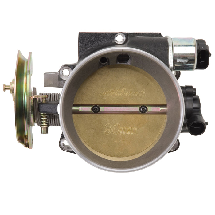 Edelbrock 38643 THROTTLE BODY VICTOR UNIVERSAL LS1 90MM BLK MINI TEXTURE POWDER COATING - Truck Part Superstore