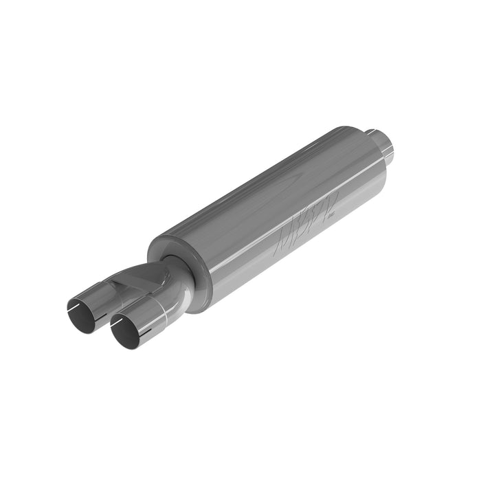 MBRP GP192107 3 Inch Exhaust Pipe ID Inlet/Dual 2.5 Inch ID Outlet 30.5 Inch Chambered Muffler T409 Stainless Steel MBRP - Truck Part Superstore