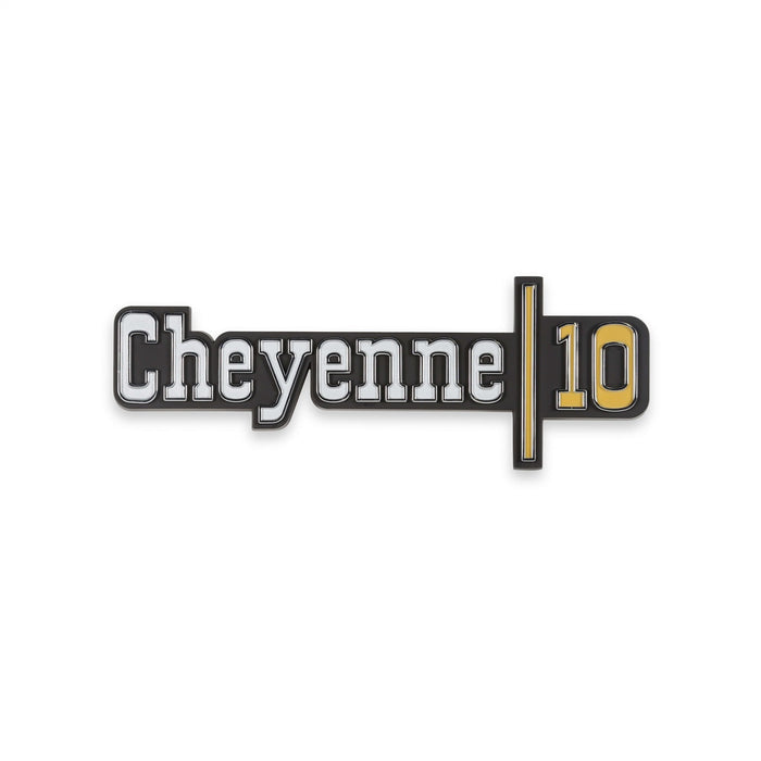 Holley 04-537 Fender Emblem; Silver/Gold; Incl. Mounting Hardware; Pair; CHEYENNE 10; - Truck Part Superstore