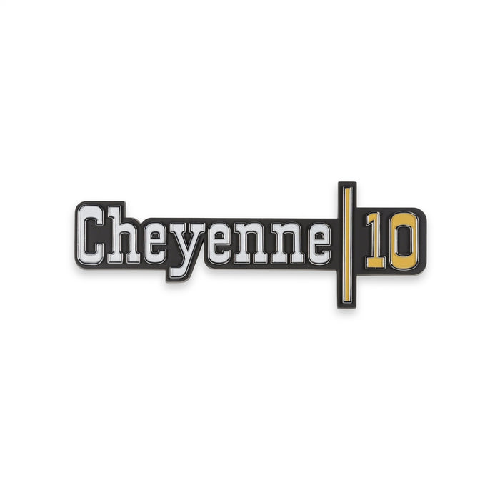 Holley 04-537 Fender Emblem; Silver/Gold; Incl. Mounting Hardware; Pair; CHEYENNE 10; - Truck Part Superstore