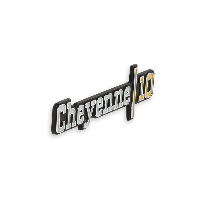 Holley 04-537 Fender Emblem; Silver/Gold; Incl. Mounting Hardware; Pair; CHEYENNE 10; - Truck Part Superstore