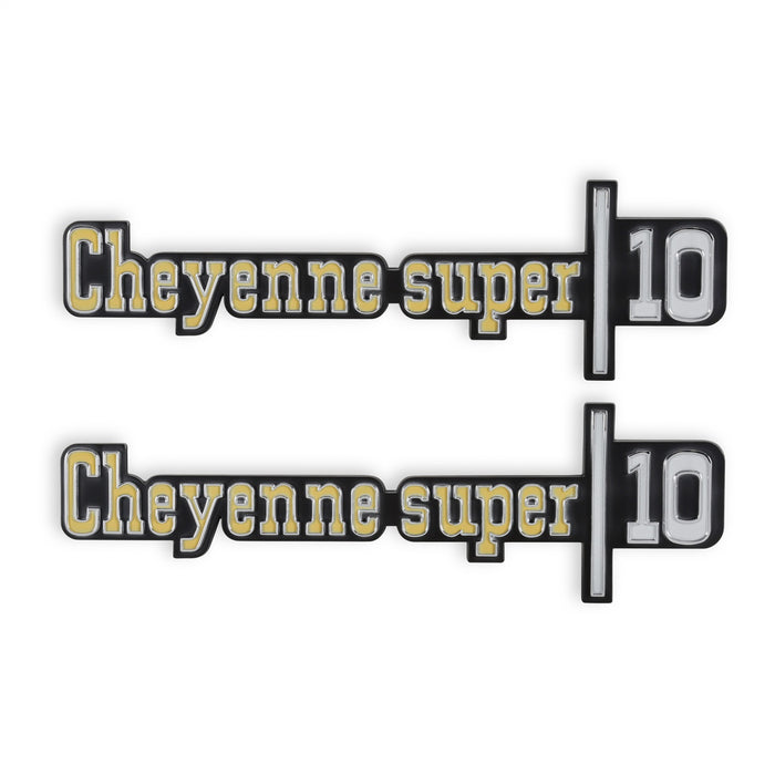 Holley 04-541 Fender Emblem; Silver/Gold; Incl. Mounting Hardware; Pair; CHEYENNE SUPER 10; - Truck Part Superstore