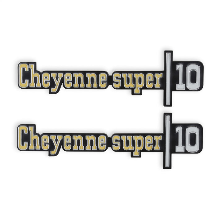 Holley 04-541 Fender Emblem; Silver/Gold; Incl. Mounting Hardware; Pair; CHEYENNE SUPER 10; - Truck Part Superstore