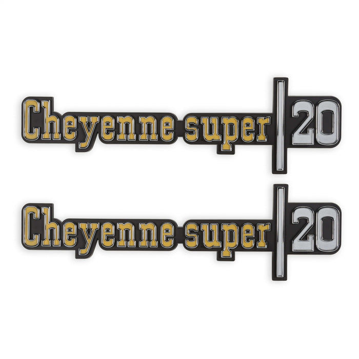 Holley 04-542 Fender Emblem; Silver/Gold; Incl. Mounting Hardware; Pair; CHEYENNE SUPER 20; - Truck Part Superstore
