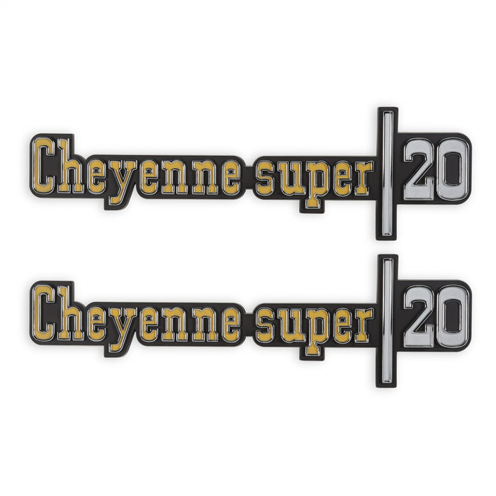 Holley 04-542 Fender Emblem; Silver/Gold; Incl. Mounting Hardware; Pair; CHEYENNE SUPER 20; - Truck Part Superstore