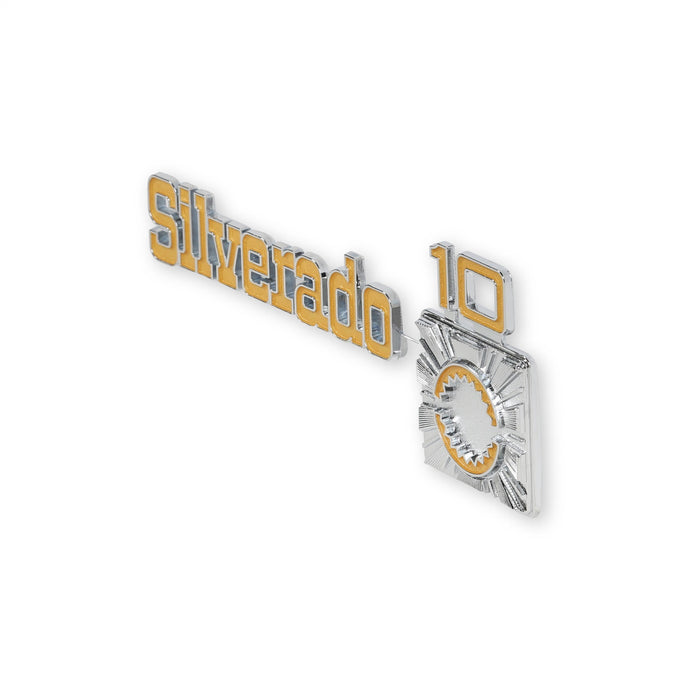 Holley 04-544 Fender Emblem; Silver/Yellow; Incl. Mounting Hardware; Pair; SILVERADO 10; - Truck Part Superstore