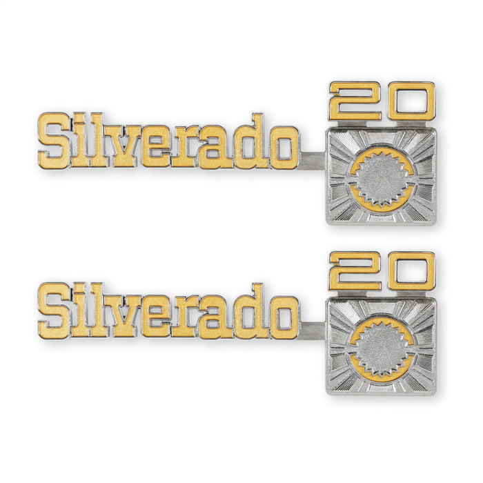 Holley 04-545 Fender Emblem; Silver/Yellow; Incl. Mounting Hardware; Pair; SILVERADO 20; - Truck Part Superstore