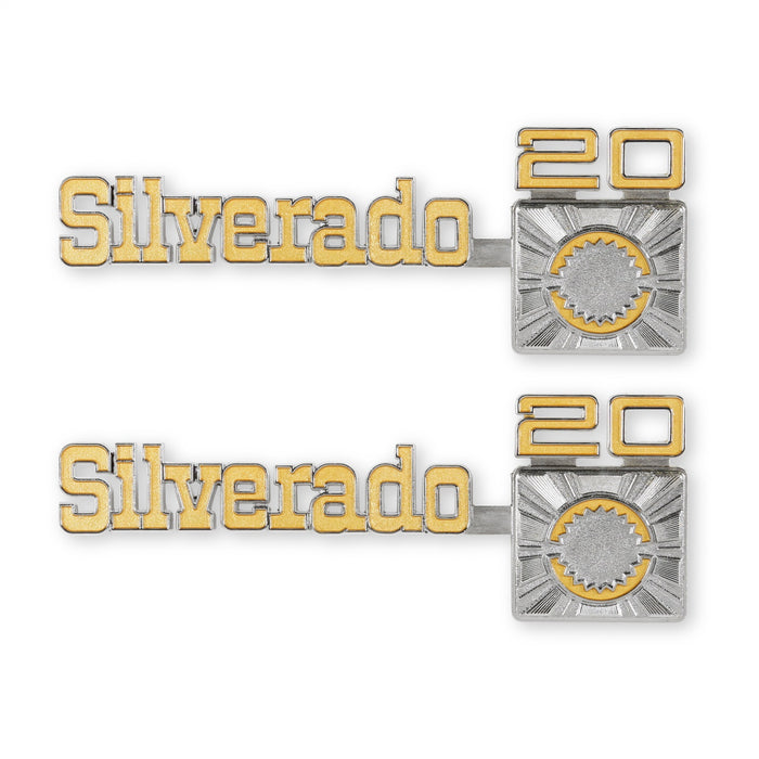 Holley 04-545 Fender Emblem; Silver/Yellow; Incl. Mounting Hardware; Pair; SILVERADO 20; - Truck Part Superstore