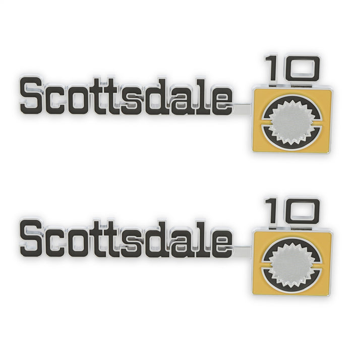 Holley 04-555 Holley Classic Truck Fender Emblem; Black/Silver/Bronze; Scottsdale 10; Pair; - Truck Part Superstore