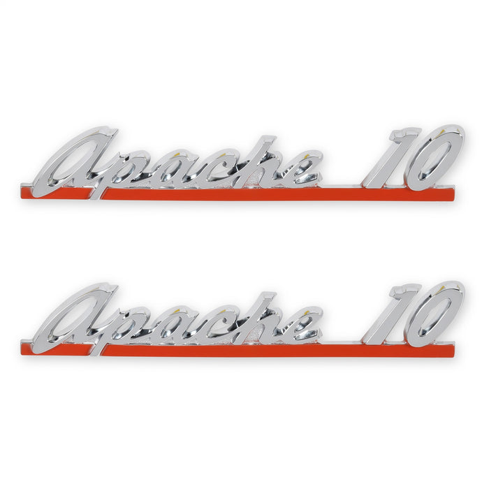 Holley 04-564 Fender Emblem; Red/Silver; Incl. All Factory Mounting Points; Pair; APACHE 10; - Truck Part Superstore
