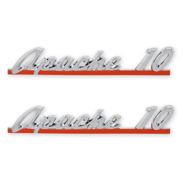 Holley 04-564 Fender Emblem; Red/Silver; Incl. All Factory Mounting Points; Pair; APACHE 10; - Truck Part Superstore