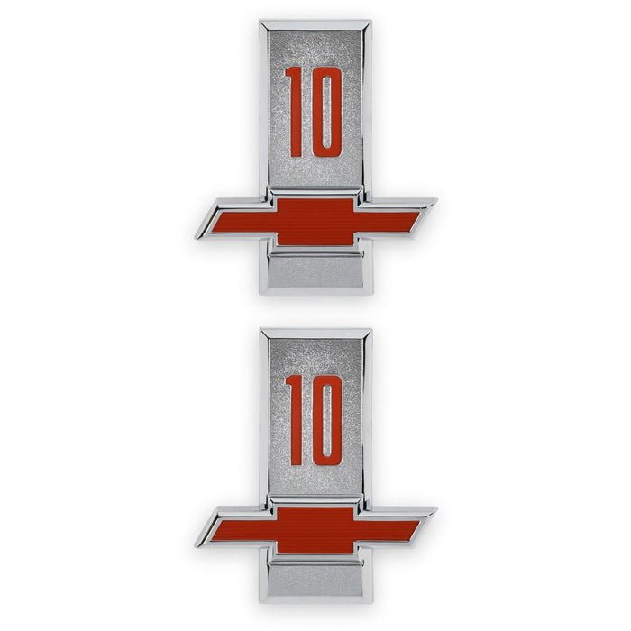 Holley 04-566 Fender Emblem; Red/Silver; Incl. All Factory Mounting Points; Pair; CHEVY 10; - Truck Part Superstore