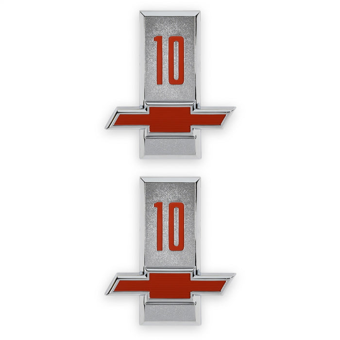 Holley 04-566 Fender Emblem; Red/Silver; Incl. All Factory Mounting Points; Pair; CHEVY 10; - Truck Part Superstore