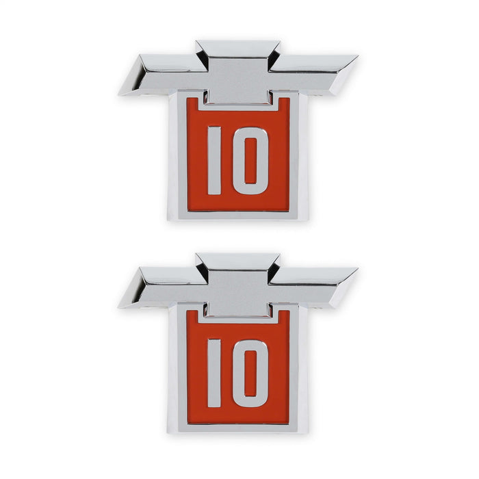 Holley 04-568 Fender Emblem; Red/Silver; Incl. All Factory Mounting Points; Pair; CHEVY 10; - Truck Part Superstore