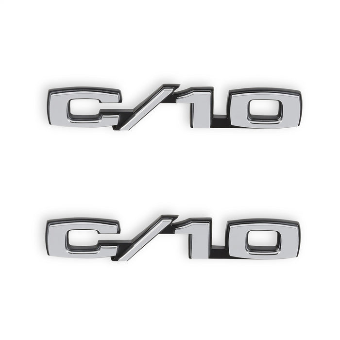 Holley 04-580 Fender Emblem; Black/Silver; Incl. All Factory Mounting Points; Pair; C/10; - Truck Part Superstore