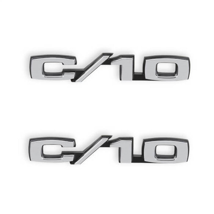 Holley 04-580 Fender Emblem; Black/Silver; Incl. All Factory Mounting Points; Pair; C/10; - Truck Part Superstore