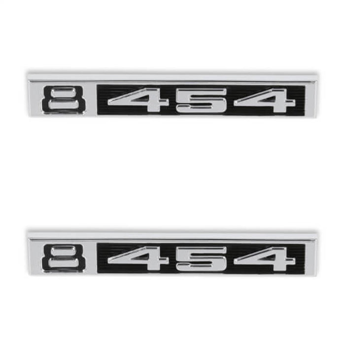 Holley 04-584 Fender Emblem; Black/Silver; Incl. All Factory Mounting Points; Pair; 8/454; - Truck Part Superstore