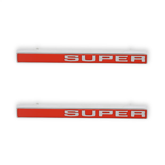 Holley 04-591 Fender Emblem; Red/Silver; Incl. All Factory Mounting Points; Pair; SUPER; - Truck Part Superstore