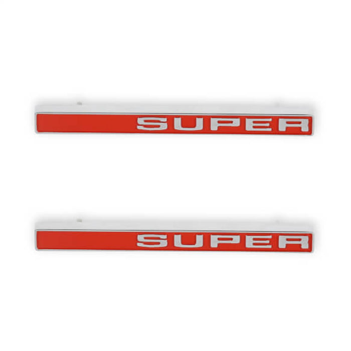 Holley 04-591 Fender Emblem; Red/Silver; Incl. All Factory Mounting Points; Pair; SUPER; - Truck Part Superstore