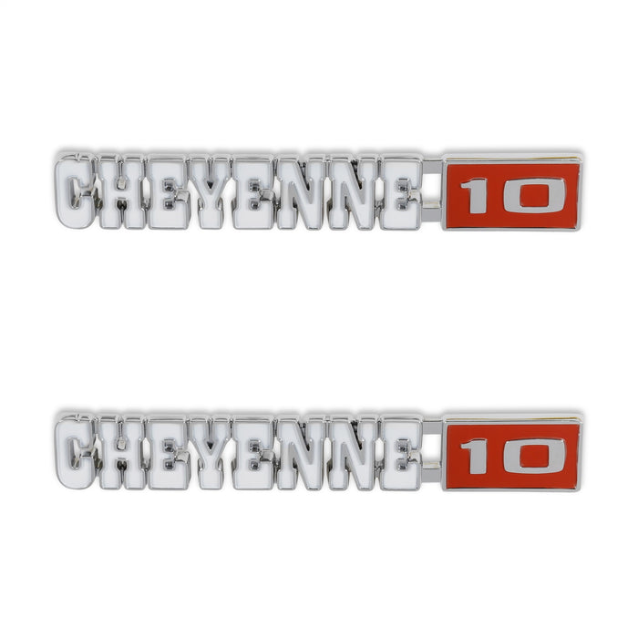 Holley 04-592 Fender Emblem; Red/Silver; Incl. All Factory Mounting Points; Pair; CHEYENNE 10; - Truck Part Superstore