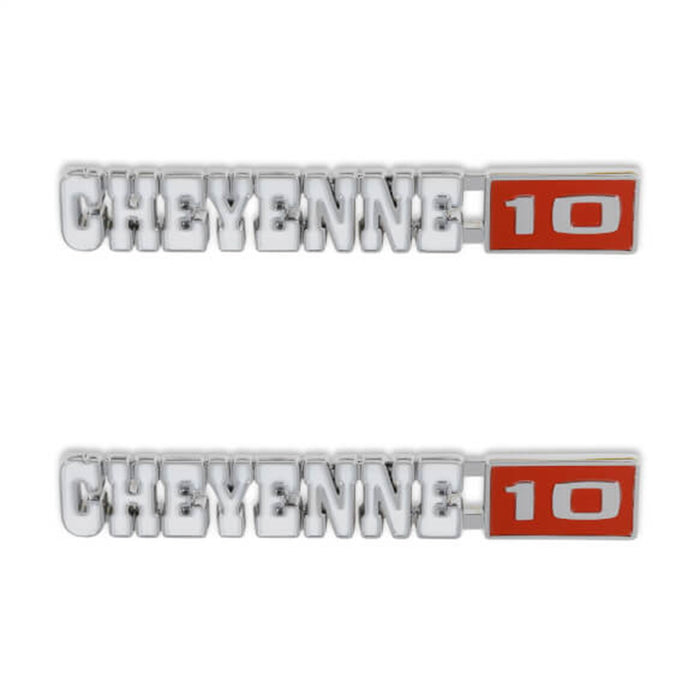 Holley 04-592 Fender Emblem; Red/Silver; Incl. All Factory Mounting Points; Pair; CHEYENNE 10; - Truck Part Superstore