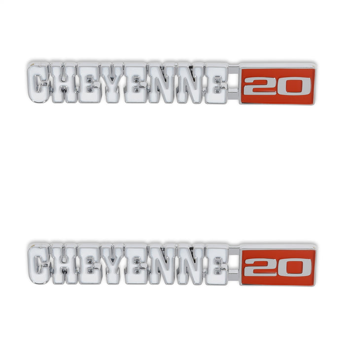 Holley 04-593 Fender Emblem; Red/Silver; Incl. All Factory Mounting Points; Pair; CHEYENNE 20; - Truck Part Superstore