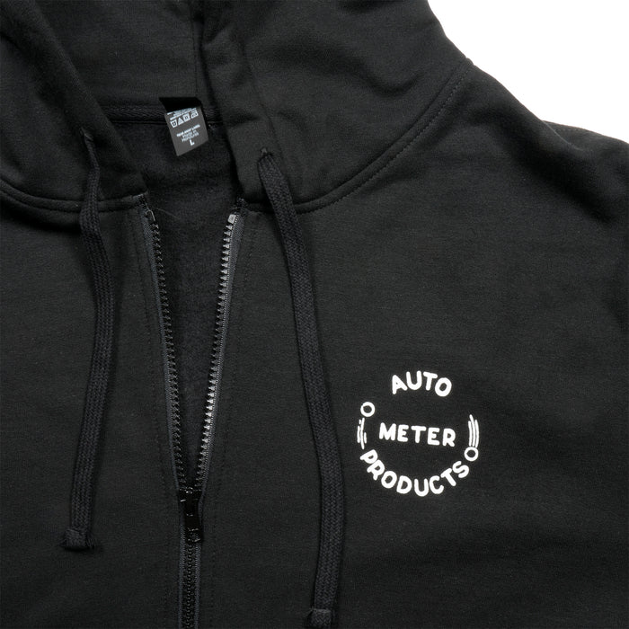 AutoMeter 0448L ZIP HOODIE; ADULT LARGE; BLACK; VINTAGE - Truck Part Superstore