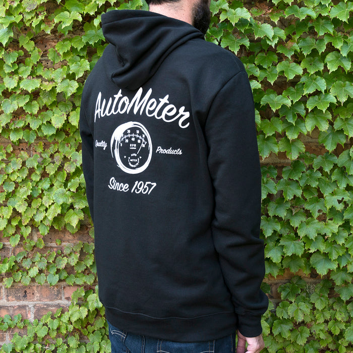 AutoMeter 0448L ZIP HOODIE; ADULT LARGE; BLACK; VINTAGE - Truck Part Superstore