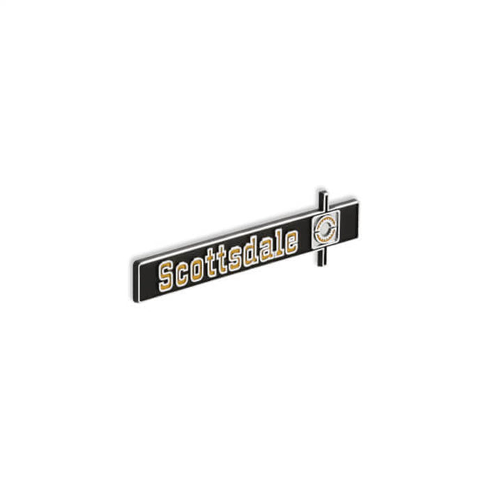Holley 05-186 Dashboard Emblem; Black/Yellow; Incl. All Factory Mounting Points; SCOTTSDALE; - Truck Part Superstore